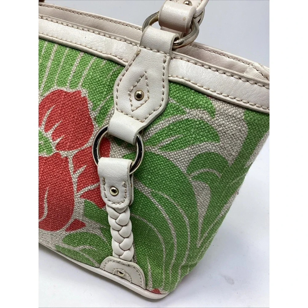 Vintage Etienne Aigner Satchel Handbag Lotus Flower Purse Multicolor Small 10